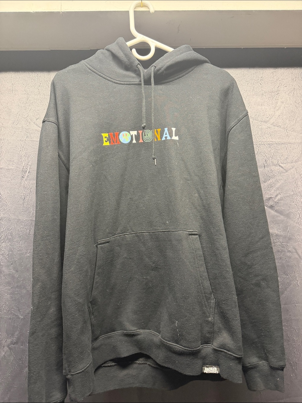 Black 'Emotional' Graphic Hoodie - Multicolor Lettering